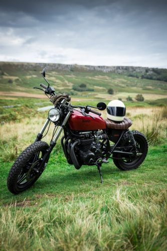 Classic motorbike in Peak District 